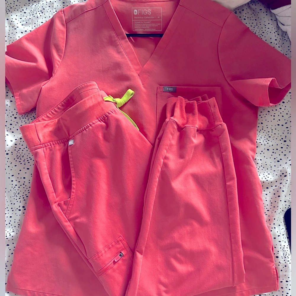 Figs scrub set M Hot Coral